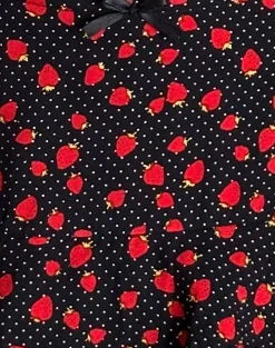 Motel Rocks Printed Skirts | Mini Skirts-Camigi Mini Skirt in Strawberry Polka Black StrawberryPolkaBlack