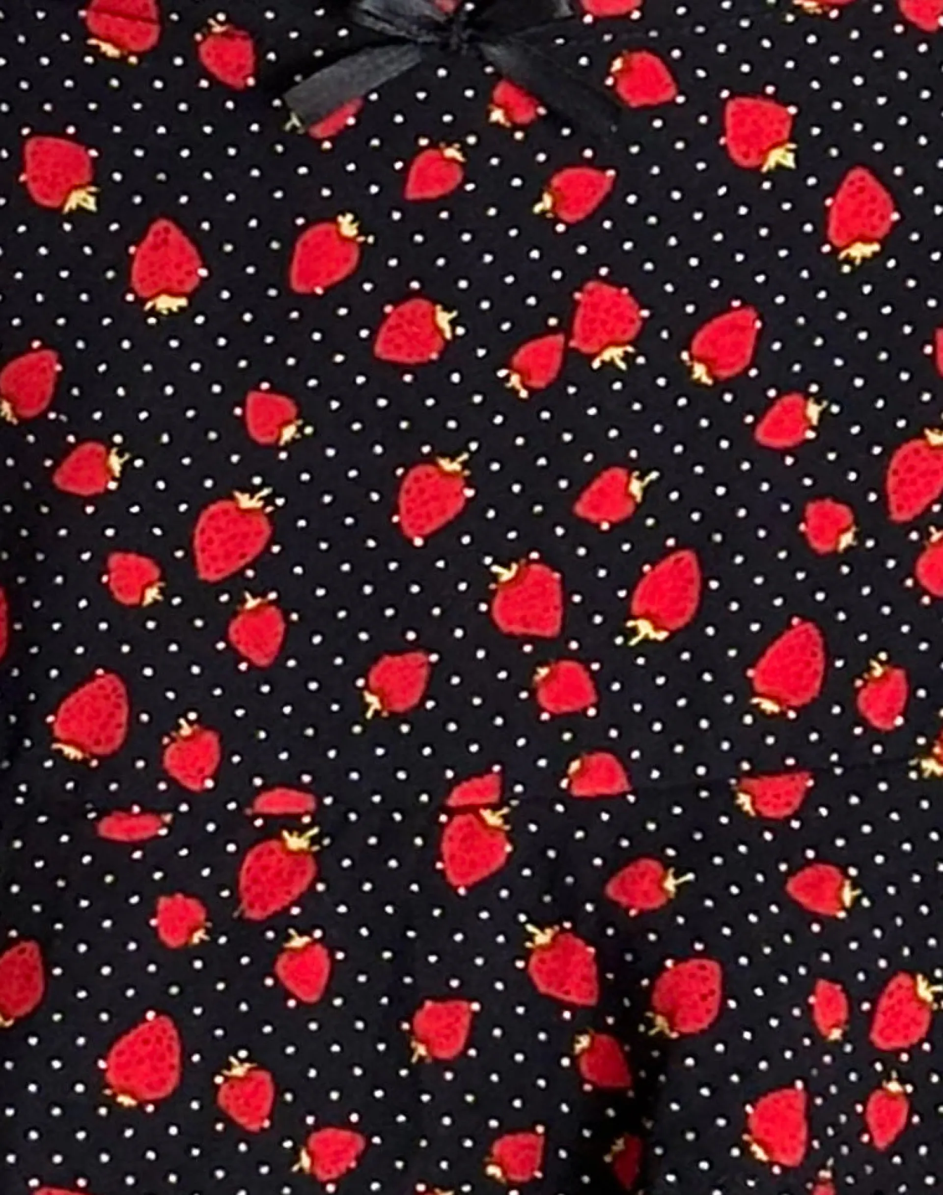 Motel Rocks Printed Skirts | Mini Skirts-Camigi Mini Skirt in Strawberry Polka Black StrawberryPolkaBlack