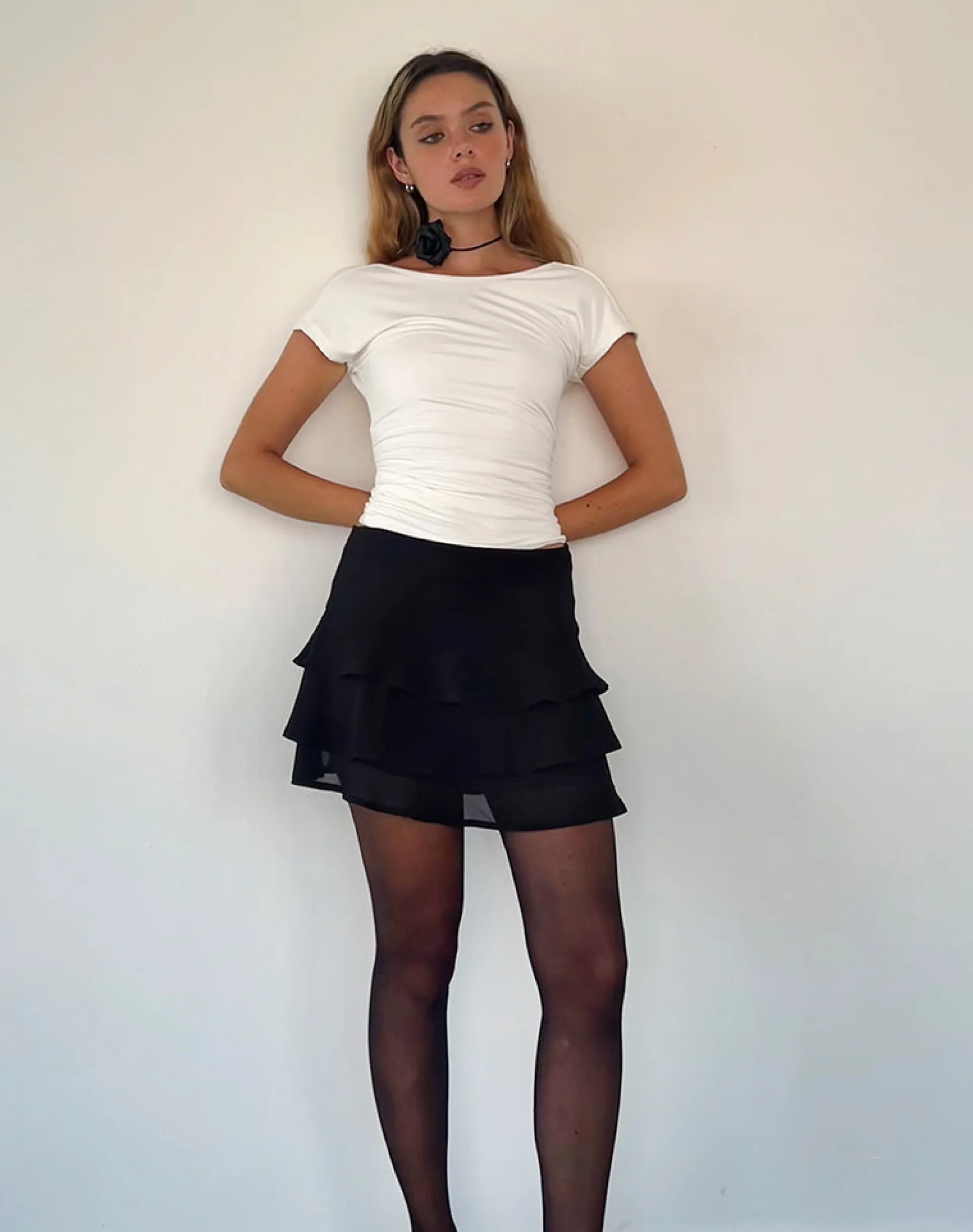 Motel Rocks Mini Skirts-Camigo Ruffle Mini Skirt in Black