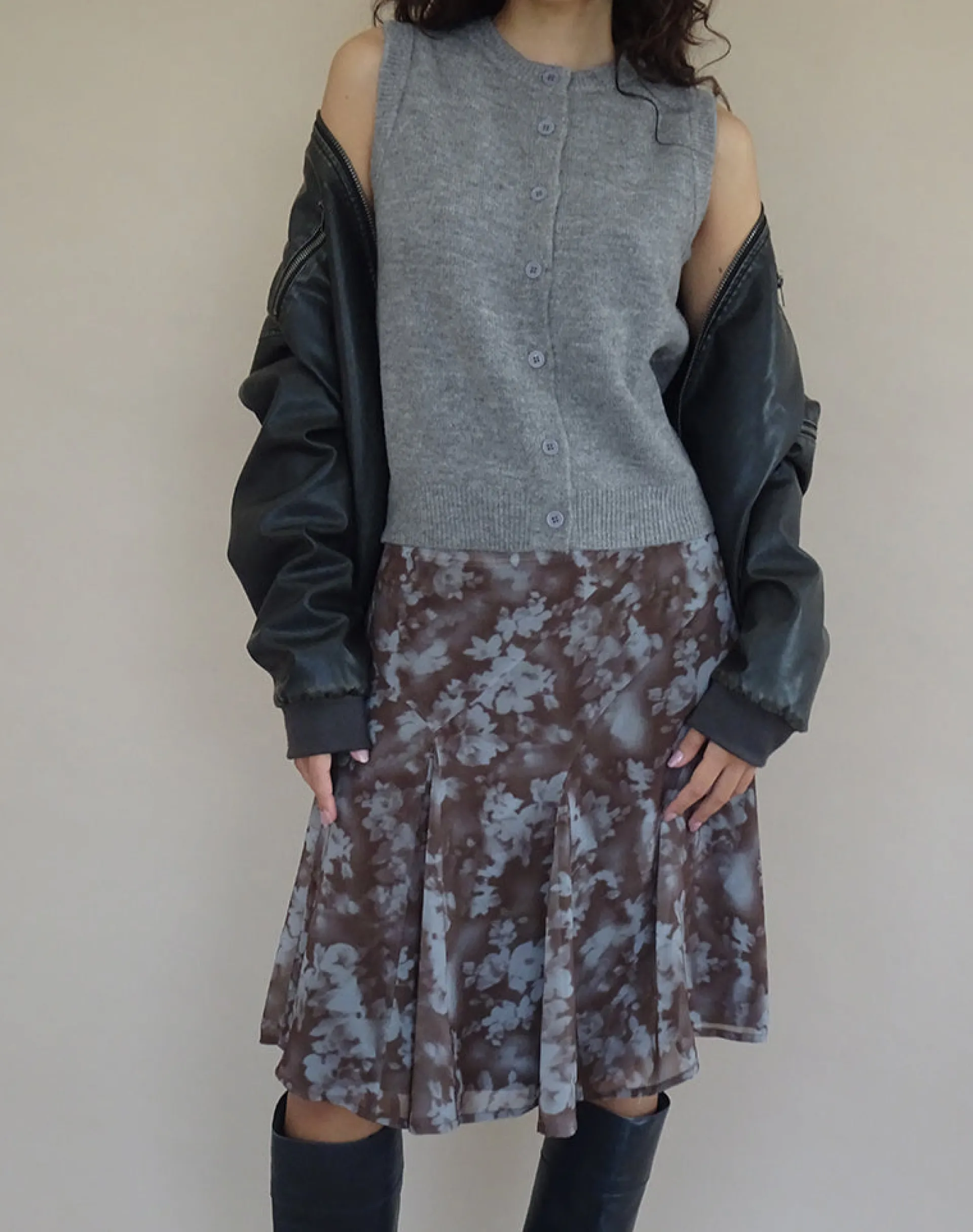 Motel Rocks Vest Tops-Cancri Button Through Vest in Grey