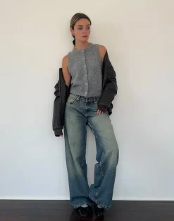 Motel Rocks Vest Tops-Cancri Button Through Vest in Grey
