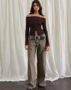 Motel Rocks Cardigans-Candida Cardi in Bitter Chocolate