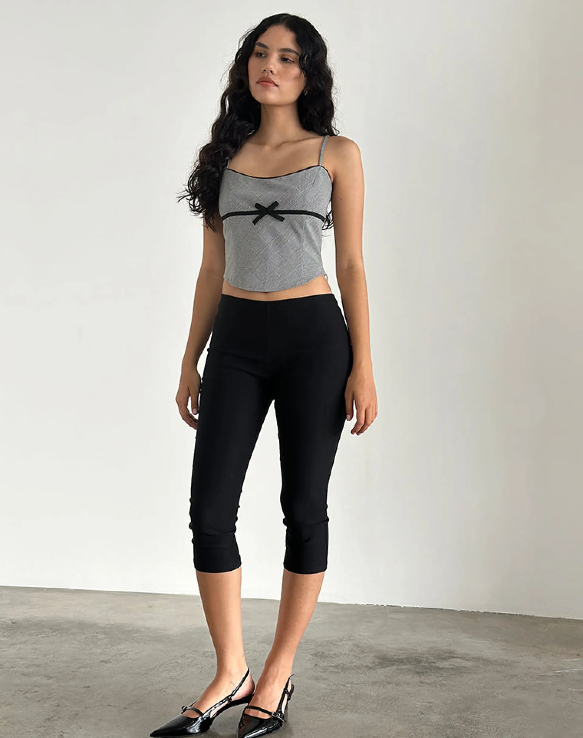 Motel Rocks Corset Tops-Canika Corset Top in Black and White Multi Check