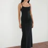 Motel Rocks Day Dresses | Bodycon Dresses-Cantana Maxi Dress in Black with Red Rosette BlackwithRedRosette