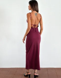 Motel Rocks Bodycon Dresses | Maxi Dresses-Cantana Maxi Dress in Burgundy