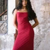 Motel Rocks Bodycon Dresses | Party Dresses-Cantha Maxi Dress in Mari Lace Red MariLaceRed