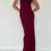 Motel Rocks Day Dresses | Bodycon Dresses-Cantha Maxi Dress in Rib Burgundy RibBurgundy
