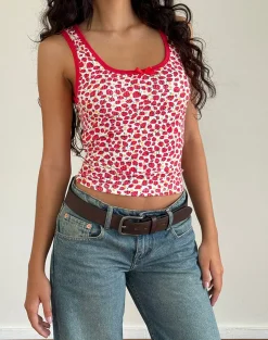 Motel Rocks Basic Tops | Vest Tops-Carili Vest Top in Strawberry 2023 Print