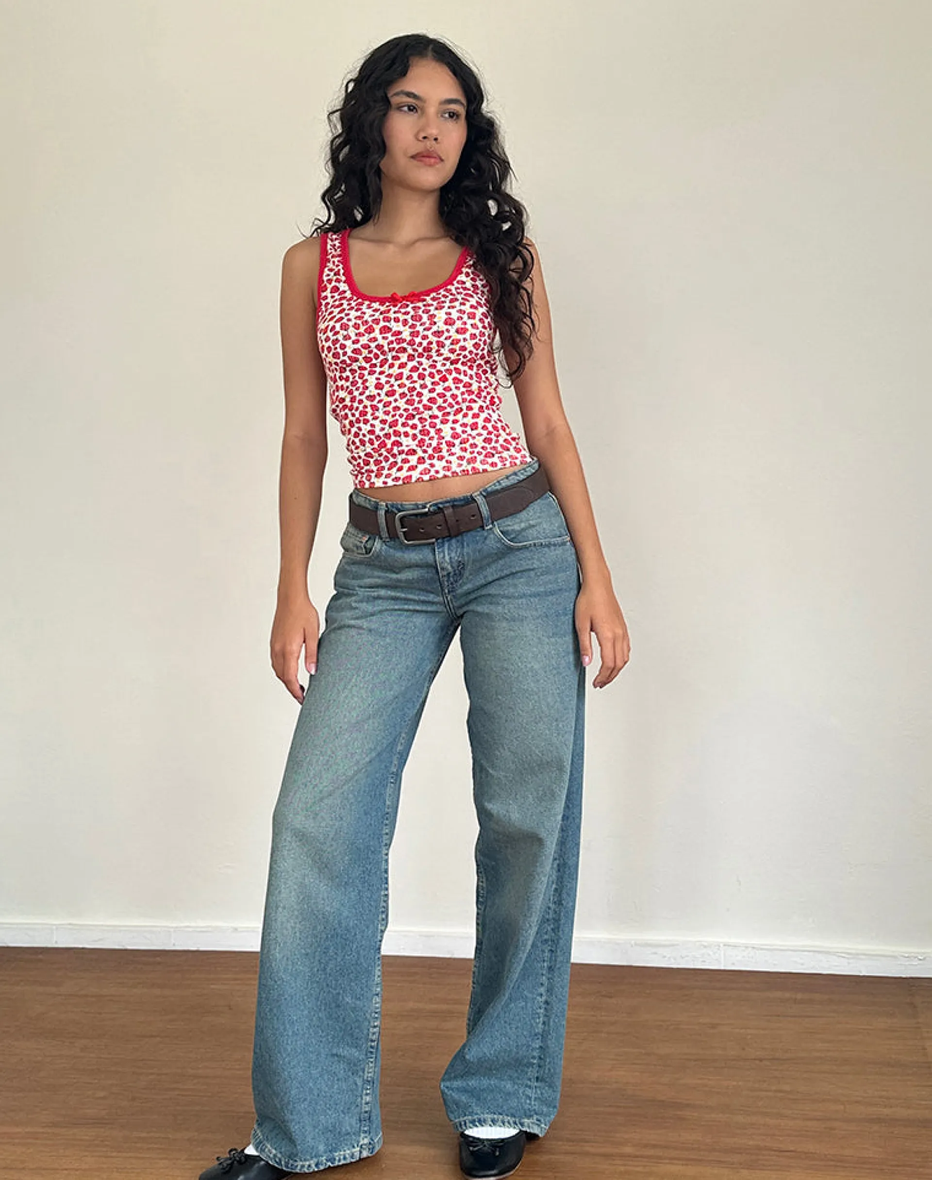 Motel Rocks Basic Tops | Vest Tops-Carili Vest Top in Strawberry 2023 Print