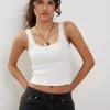 Motel Rocks Basics | Basic Tops-Carillo Lace Trim Vest Top in White