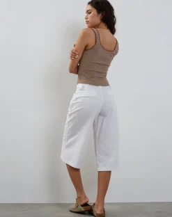 Motel Rocks Basics | Basic Tops-Carillo Lace Trim Vest Top in coffee