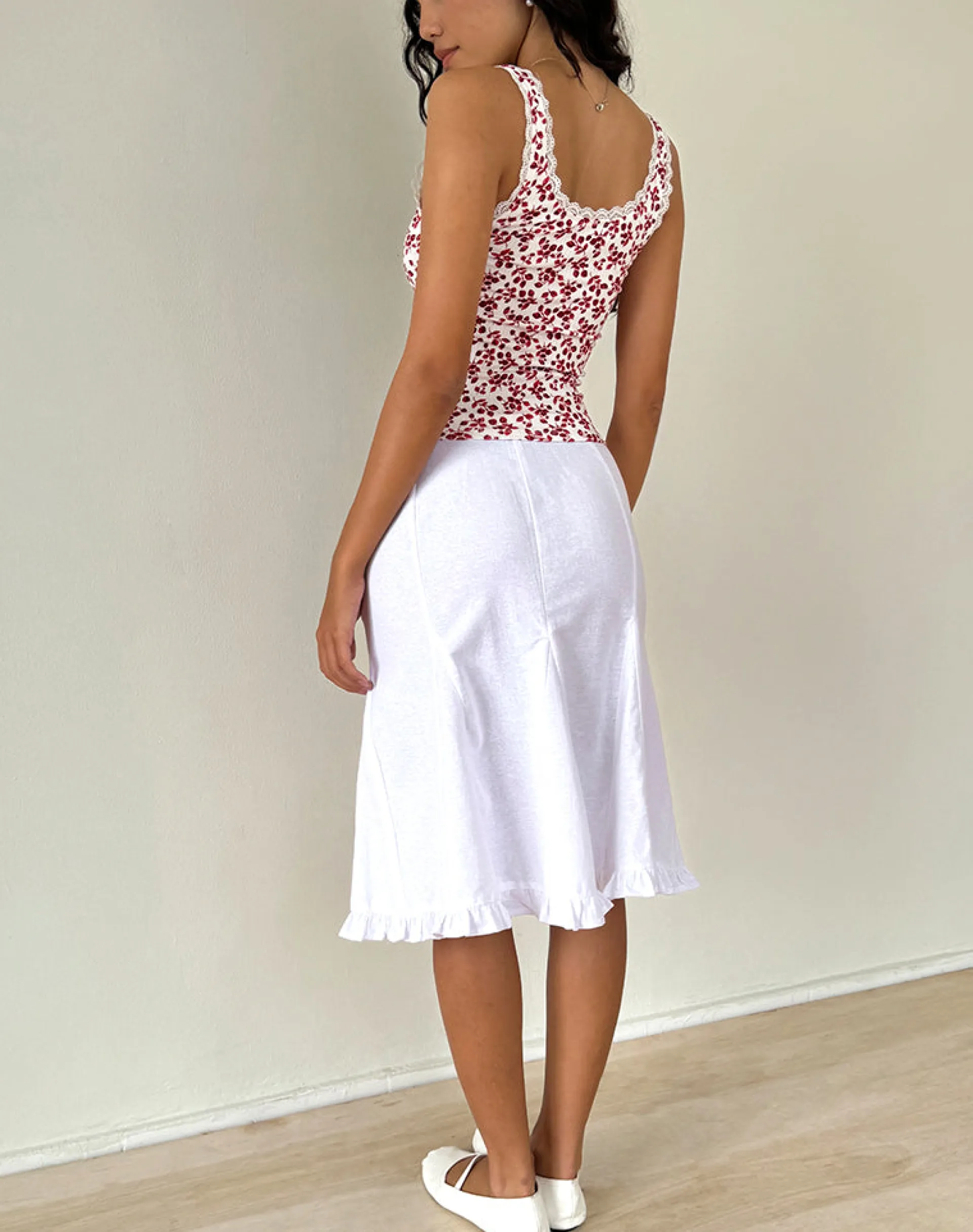 Motel Rocks Basic Tops | Vest Tops-Carillo Top in Summer Strawberry Off White SummerStrawberryOffWhite
