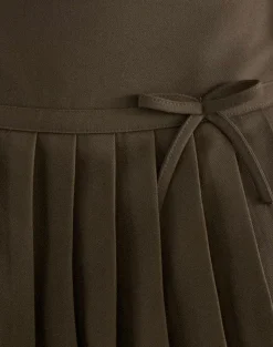 Motel Rocks A Line Skirts-Carlita Pleated Mini Skirt with Bow in Light Brown
