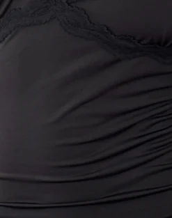 Motel Rocks Basic Tops | Lace Tops-Carolina One Shoulder Top in Black