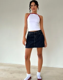 Motel Rocks Basic Tops | Vest Tops-Carti Vest Top in White with Red Binding