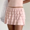 Motel Rocks Co-Ords | Mini Skirts-Cartina Mini Skirt in Peachskin Mesh