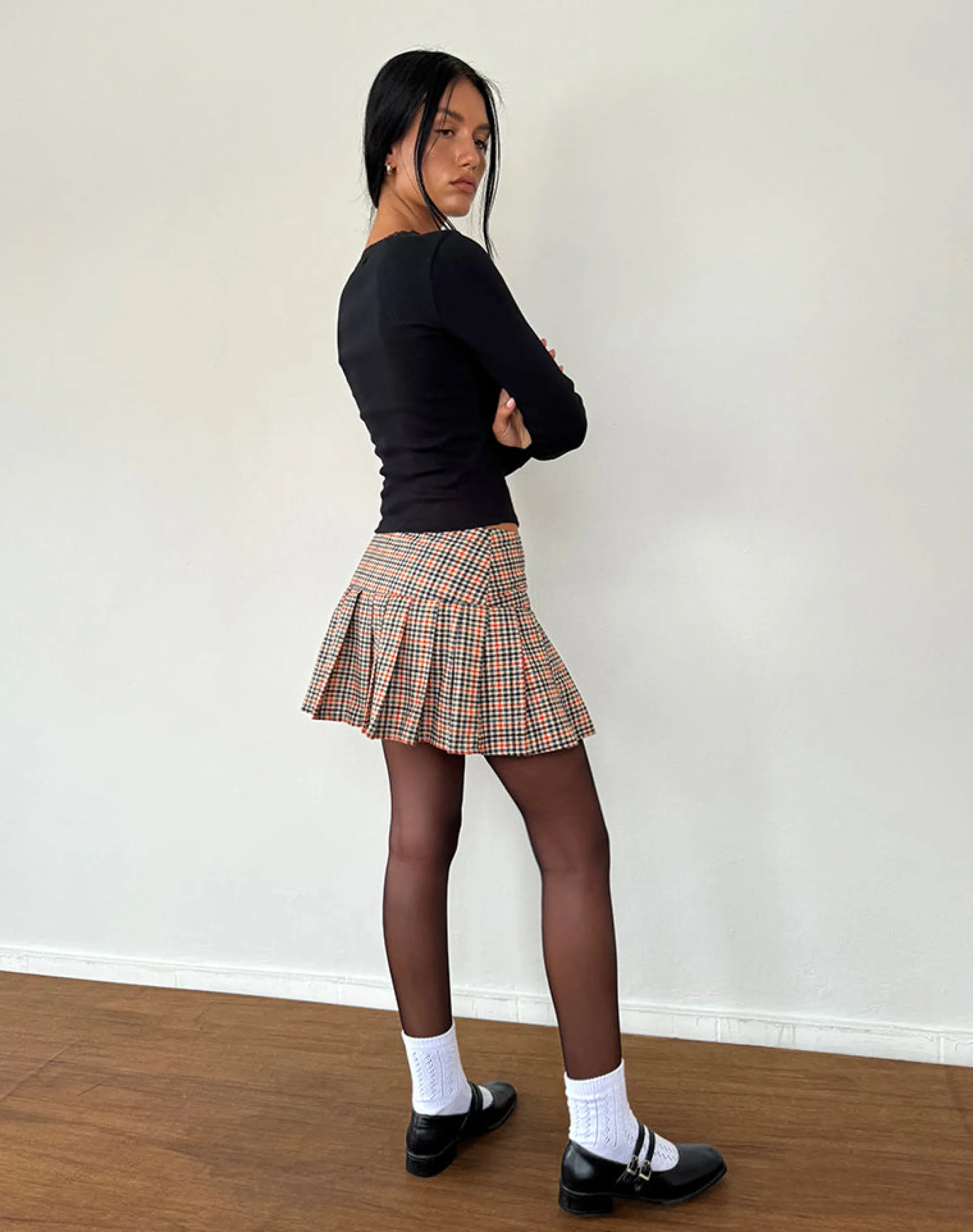 Motel Rocks A Line Skirts | Pleated Skirts-Casini Mini Skirt in Country Check CountryCheck