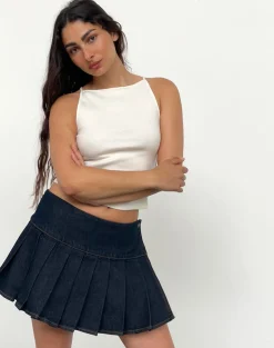 Motel Rocks Pleated Skirts | Denim Skirts-Casini Mini Skirt in Indigo