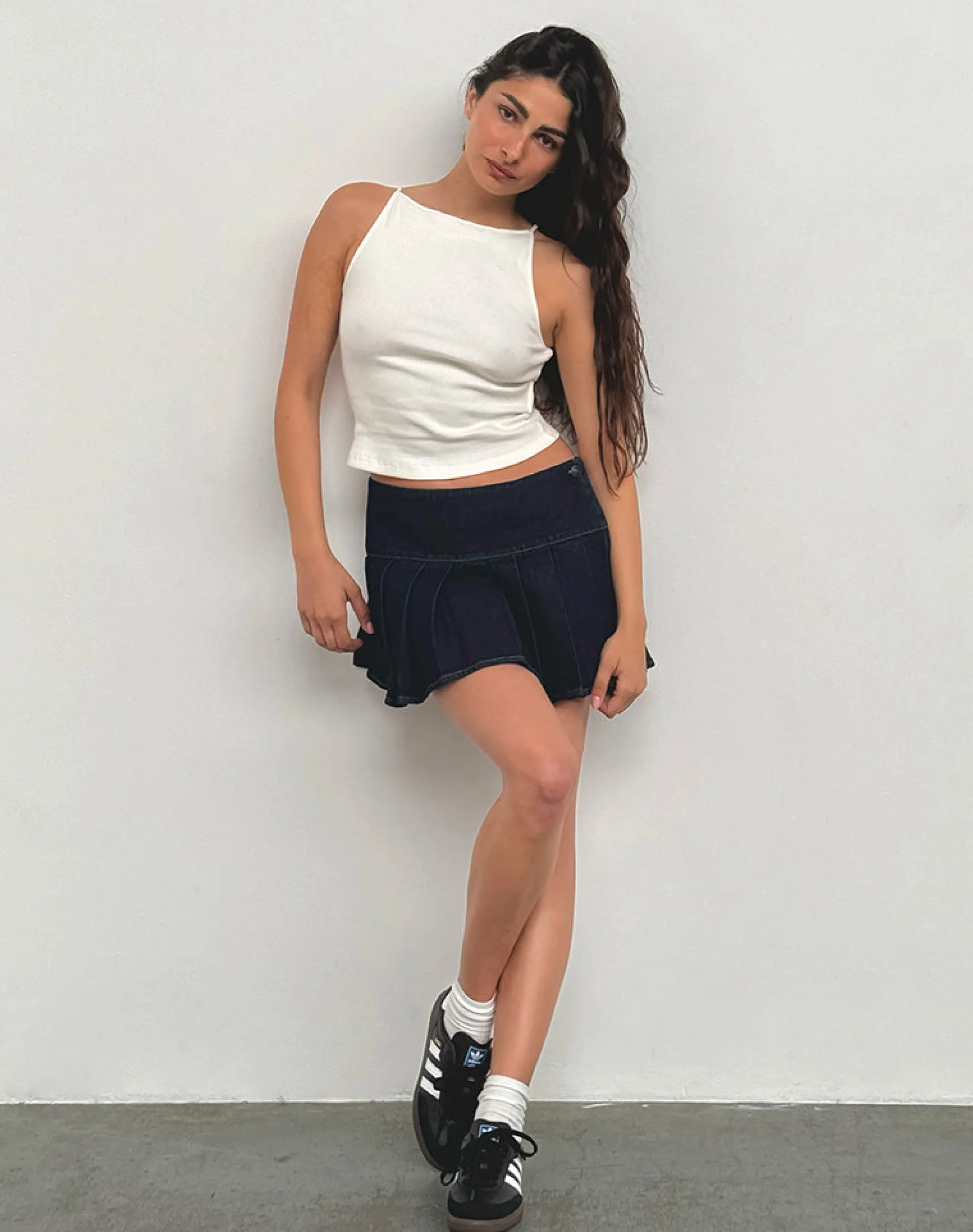 Motel Rocks Pleated Skirts | Denim Skirts-Casini Mini Skirt in Indigo