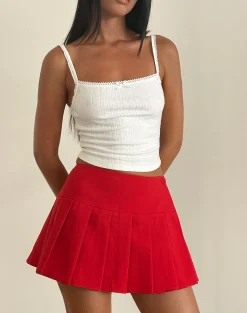 Motel Rocks Tailoring | A Line Skirts-Casini Mini Skirt in Soft Tailoring Red SoftTailoringRed