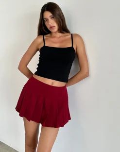 Motel Rocks Tailoring | A Line Skirts-Casini Mini Skirt in Soft Tailoring Burgundy SoftTailoringBurgundy