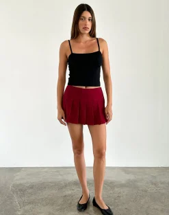 Motel Rocks Tailoring | A Line Skirts-Casini Mini Skirt in Soft Tailoring Burgundy SoftTailoringBurgundy