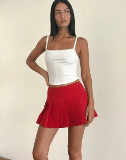Motel Rocks Tailoring | A Line Skirts-Casini Mini Skirt in Soft Tailoring Red SoftTailoringRed