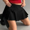 Motel Rocks Mini Skirts-Casini Pleated Micro Skirt in Tailoring Black TailoringBlack