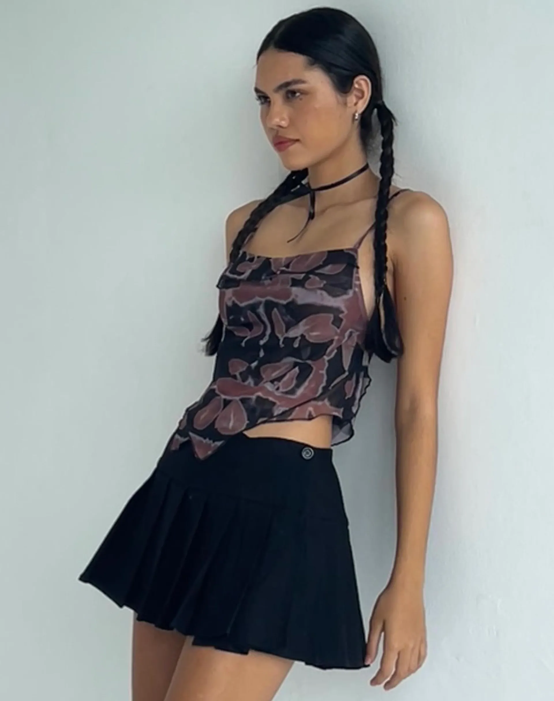 Motel Rocks Mini Skirts-Casini Pleated Micro Skirt in Tailoring Black TailoringBlack