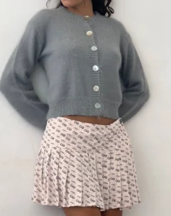 Motel Rocks Pleated Skirts-Casini Pleated Micro Skirt in Cherry Pink Sketch Print CherryPinkSketchPrint