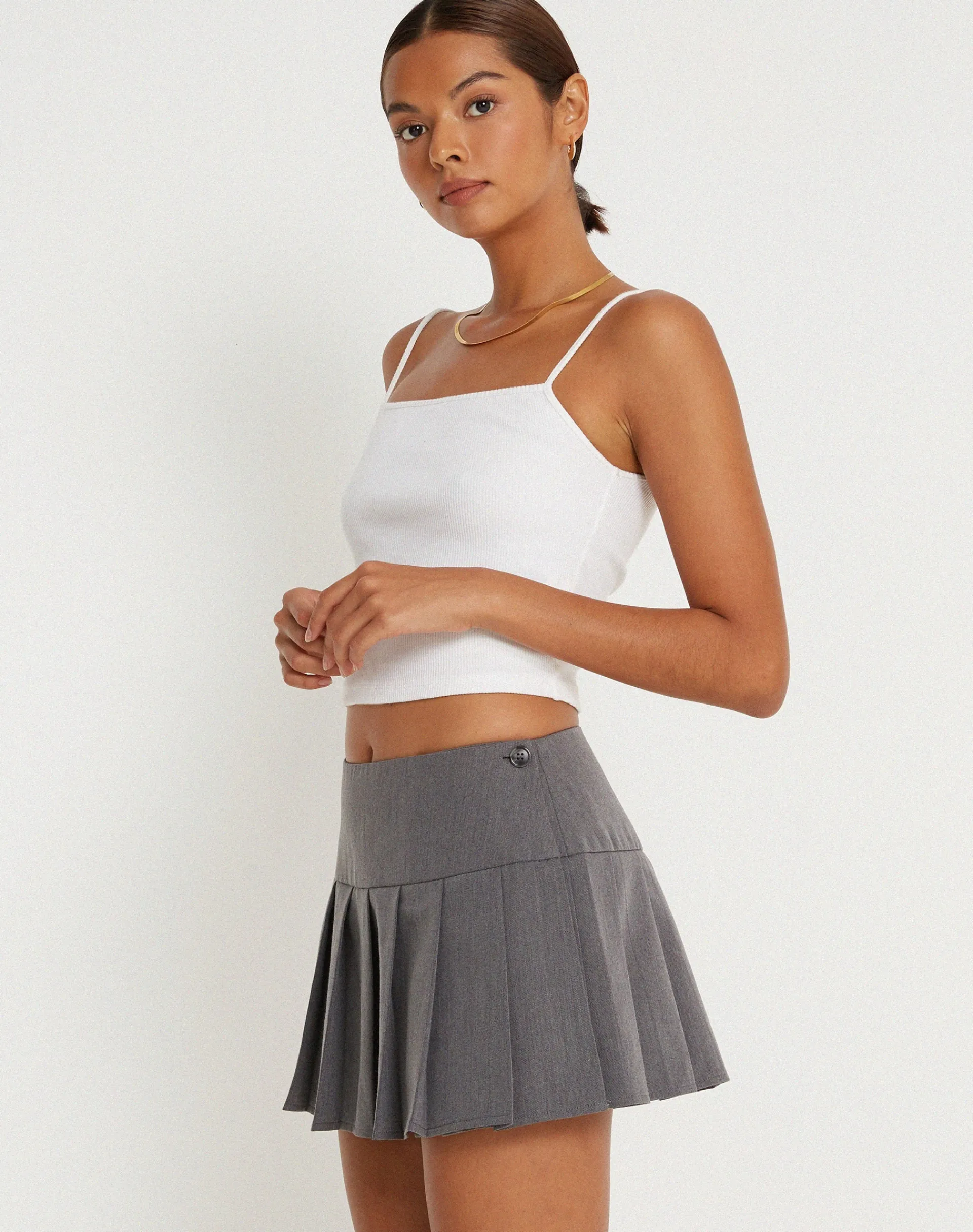 Motel Rocks Tailoring | Pleated Skirts-Casini Pleated Micro Skirt in Charcoal