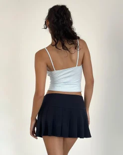 Motel Rocks Tailoring | A Line Skirts-Casini Pleated Micro Skirt in Tailoring Navy TailoringNavy