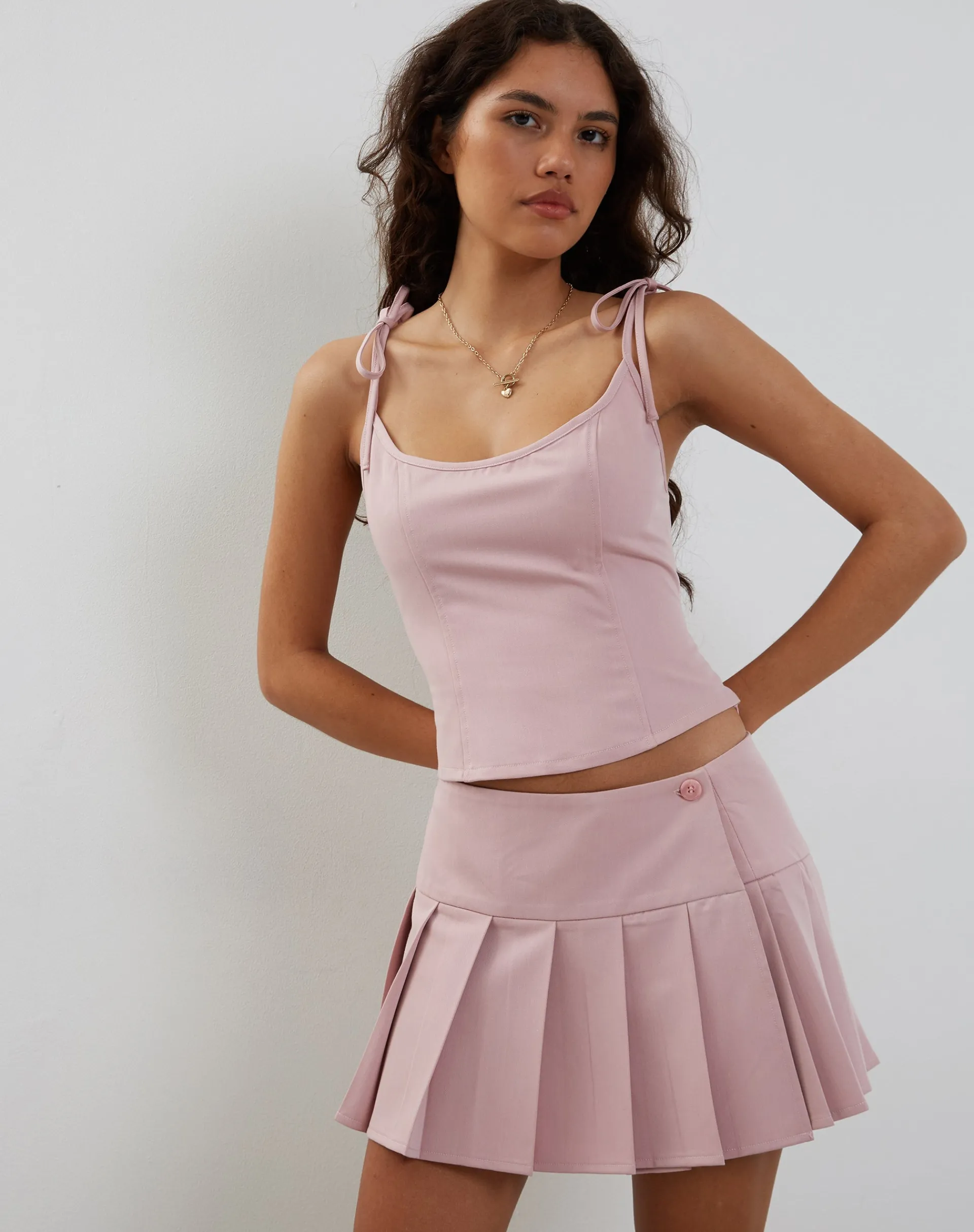Motel Rocks Pleated Skirts | Mini Skirts-Casini Pleated Micro Skirt in pink