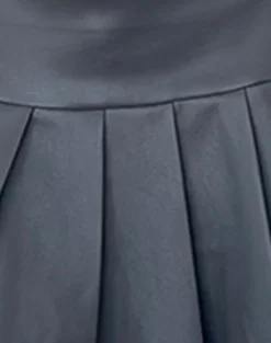 Motel Rocks Pleated Skirts | Mini Skirts-Casini Pleated Micro Skirt in PU Slate Grey PUSlateGrey