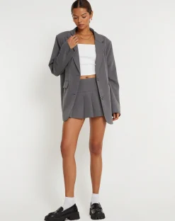 Motel Rocks Tailoring | Pleated Skirts-Casini Pleated Micro Skirt in Charcoal