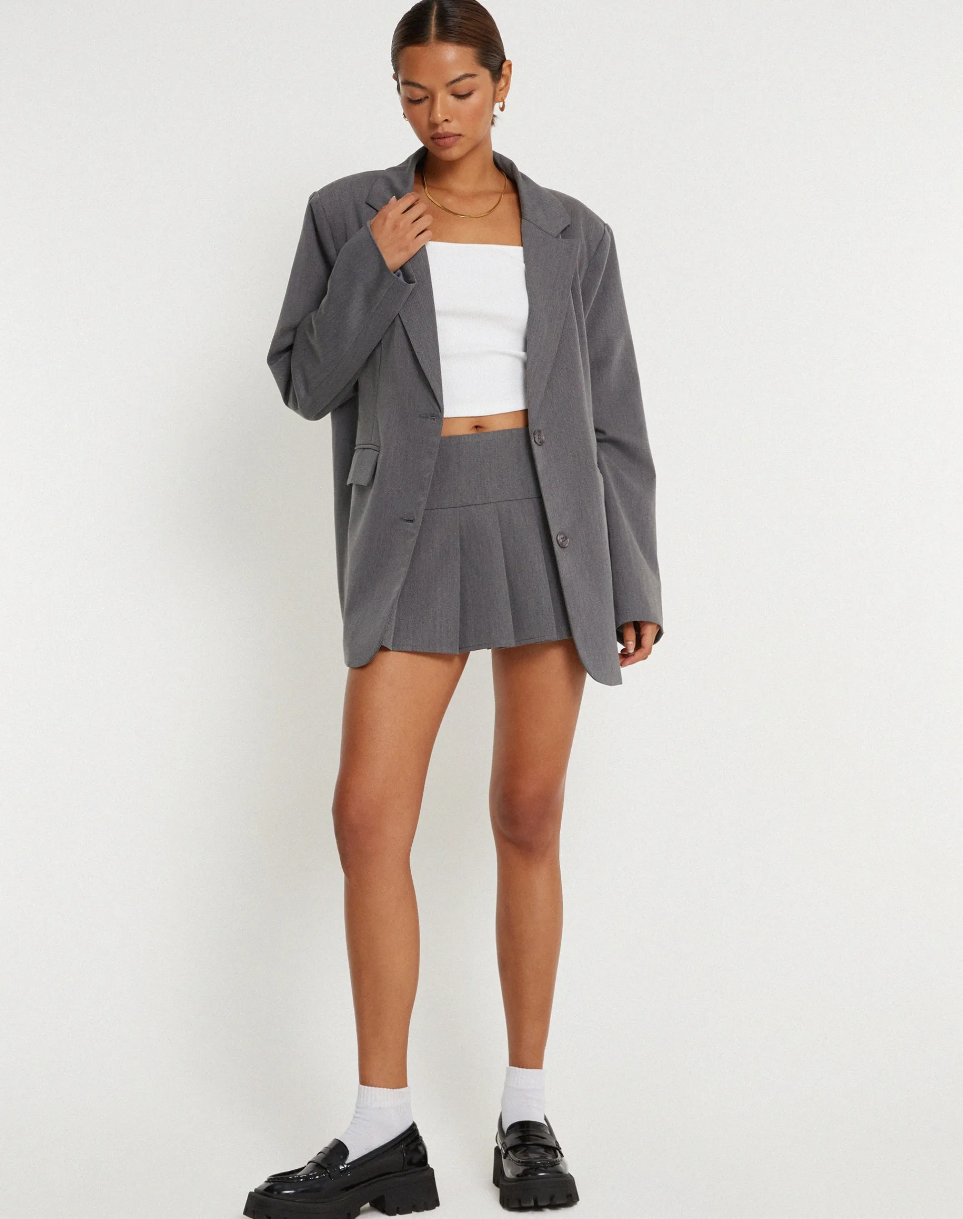 Motel Rocks Tailoring | Pleated Skirts-Casini Pleated Micro Skirt in Charcoal