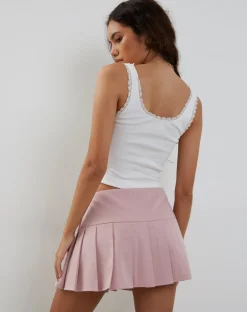 Motel Rocks Pleated Skirts | Mini Skirts-Casini Pleated Micro Skirt in pink