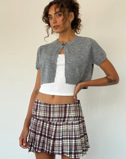 Motel Rocks Tailoring | Pleated Skirts-Casini Pleated Mini Skirt in Multi Check Brown multicheckbrown