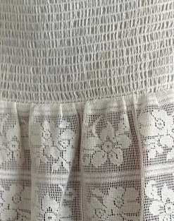 Motel Rocks Mini Skirts-Cathyna Crochet Shirred Mini Skirt in Poplin White