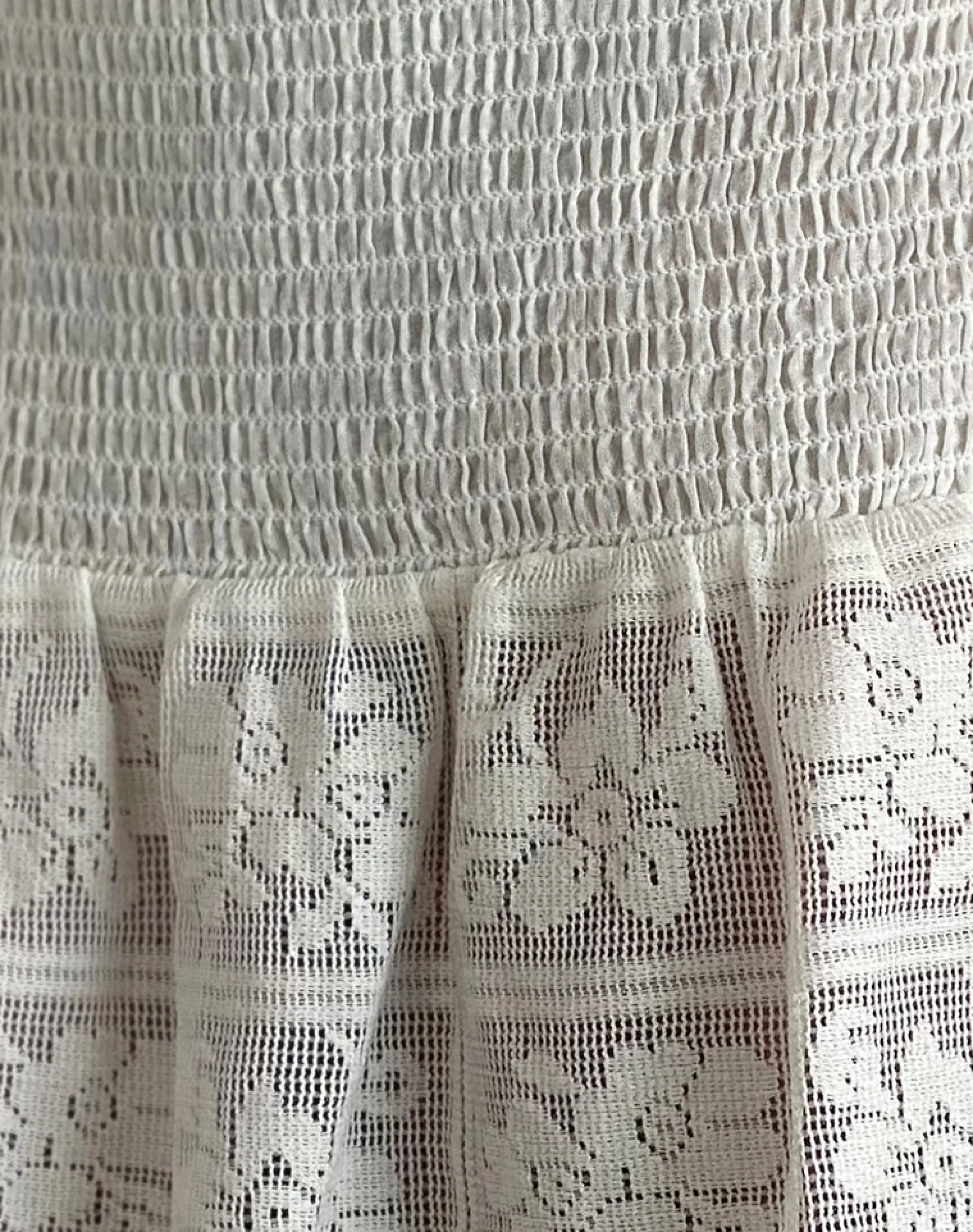Motel Rocks Mini Skirts-Cathyna Crochet Shirred Mini Skirt in Poplin White