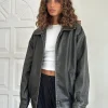 Motel Rocks Basics | Pu Jackets-Cavita Distressed Jacket in PU Olive puolive
