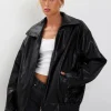 Motel Rocks Pu Jackets | Jackets-Cavita Jacket in Black with Grey Top Stitch BlackwithGreyTopStitch