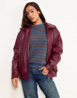 Motel Rocks Pu Jackets | Jackets-Cavita Jacket in Burgundy