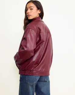 Motel Rocks Pu Jackets | Jackets-Cavita Jacket in Burgundy
