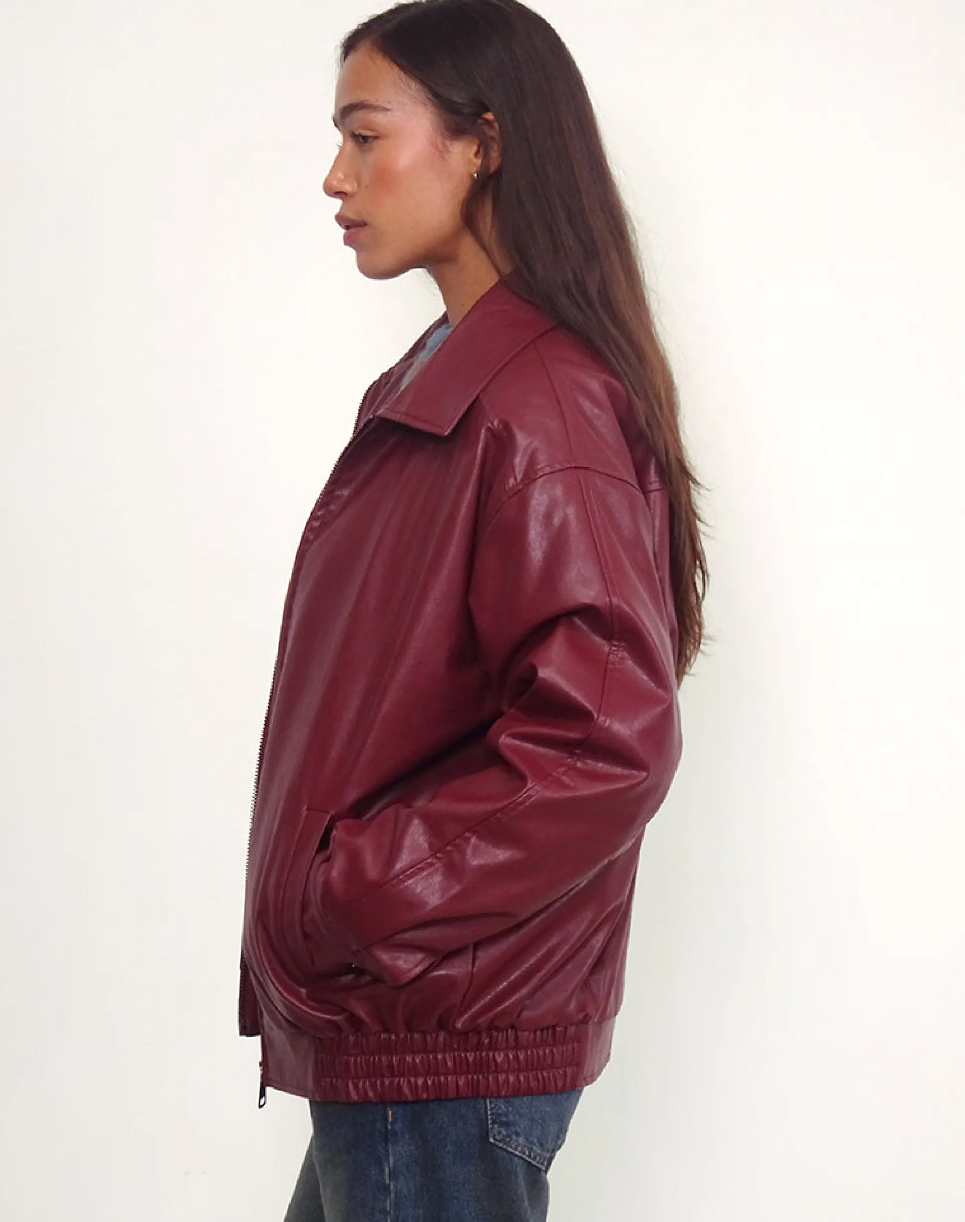 Motel Rocks Pu Jackets | Jackets-Cavita Jacket in Burgundy