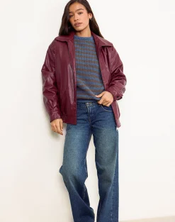 Motel Rocks Pu Jackets | Jackets-Cavita Jacket in Burgundy