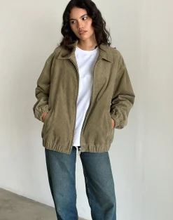 Motel Rocks Jackets-Cavita Jacket in Cord Artichoke Green CordArtichokeGreen