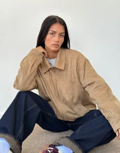 Motel Rocks Jackets-Cavita Jacket in Faux Suede Tan FauxSuedeTan