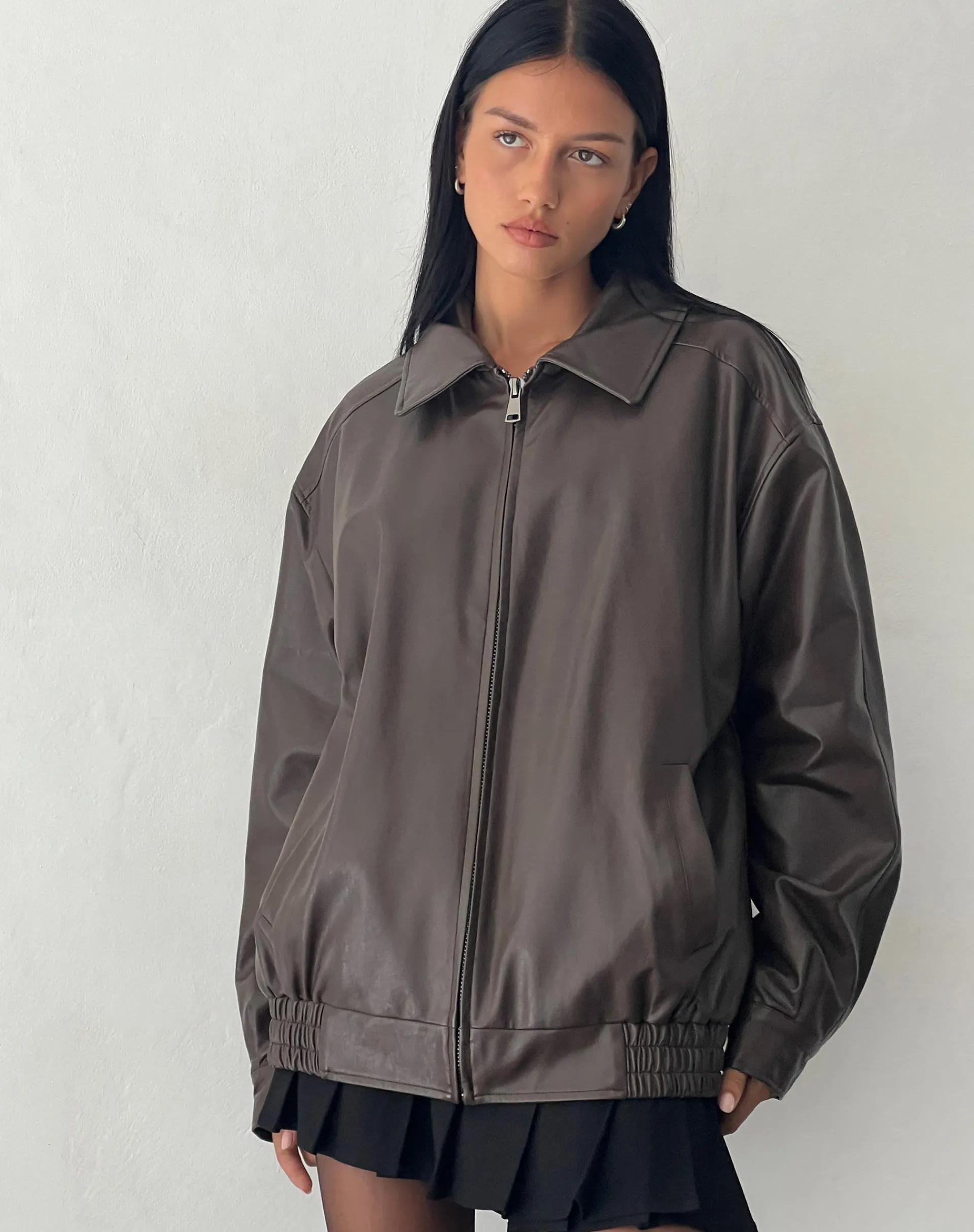 Motel Rocks Pu Jackets | Jackets-Cavita Jacket in PU Bitter Chocolate bitterchocolate