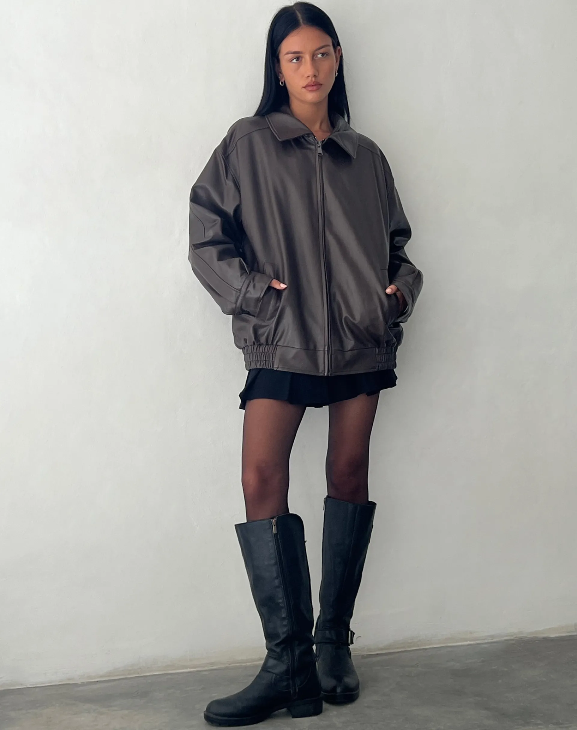 Motel Rocks Pu Jackets | Jackets-Cavita Jacket in PU Bitter Chocolate bitterchocolate